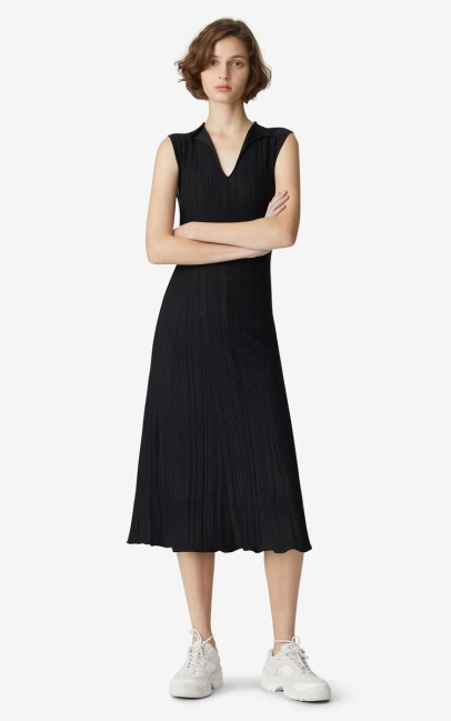 Kenzo Women 'high Summer Capsule' Knit Midi Dress Black